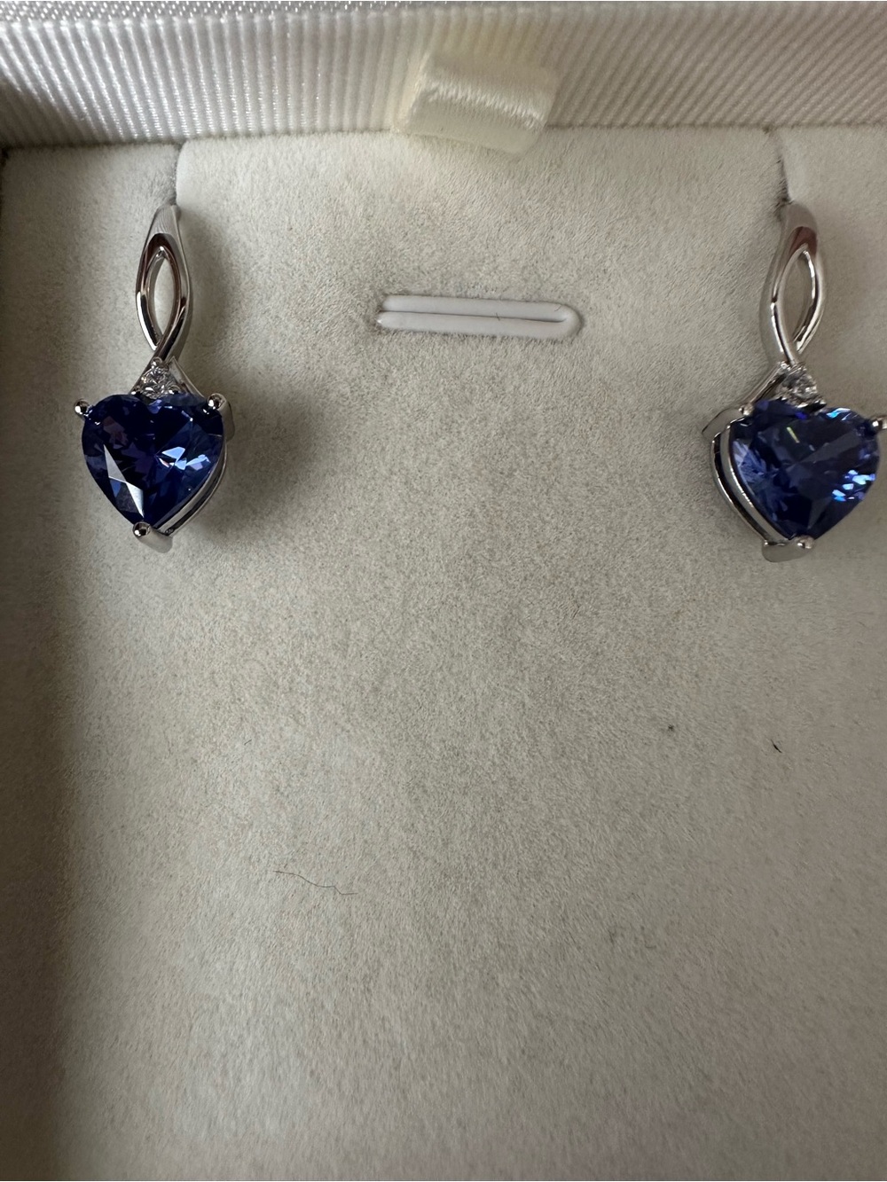 Heart-Shaped Created Tanzanite Sterling Silver  Drop Earrings - Women Jewelry
